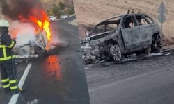 Şırnak-Siirt karayolunda seyir halindeki araç alev aldı